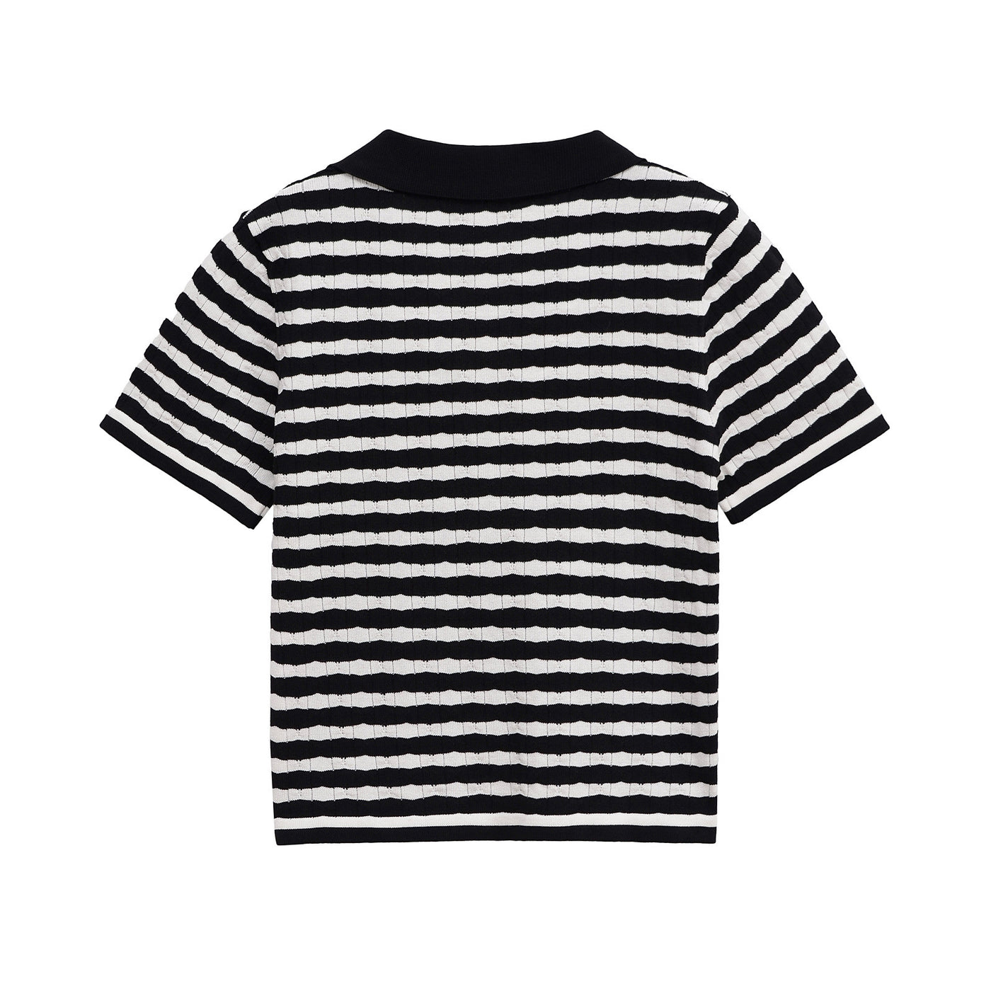 Eliza | Striped Ribbed Knit Polo Top