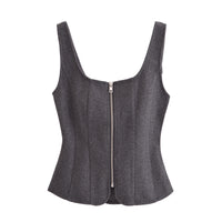 Celeste | Zip-Up Square Neck Corset Crop Top
