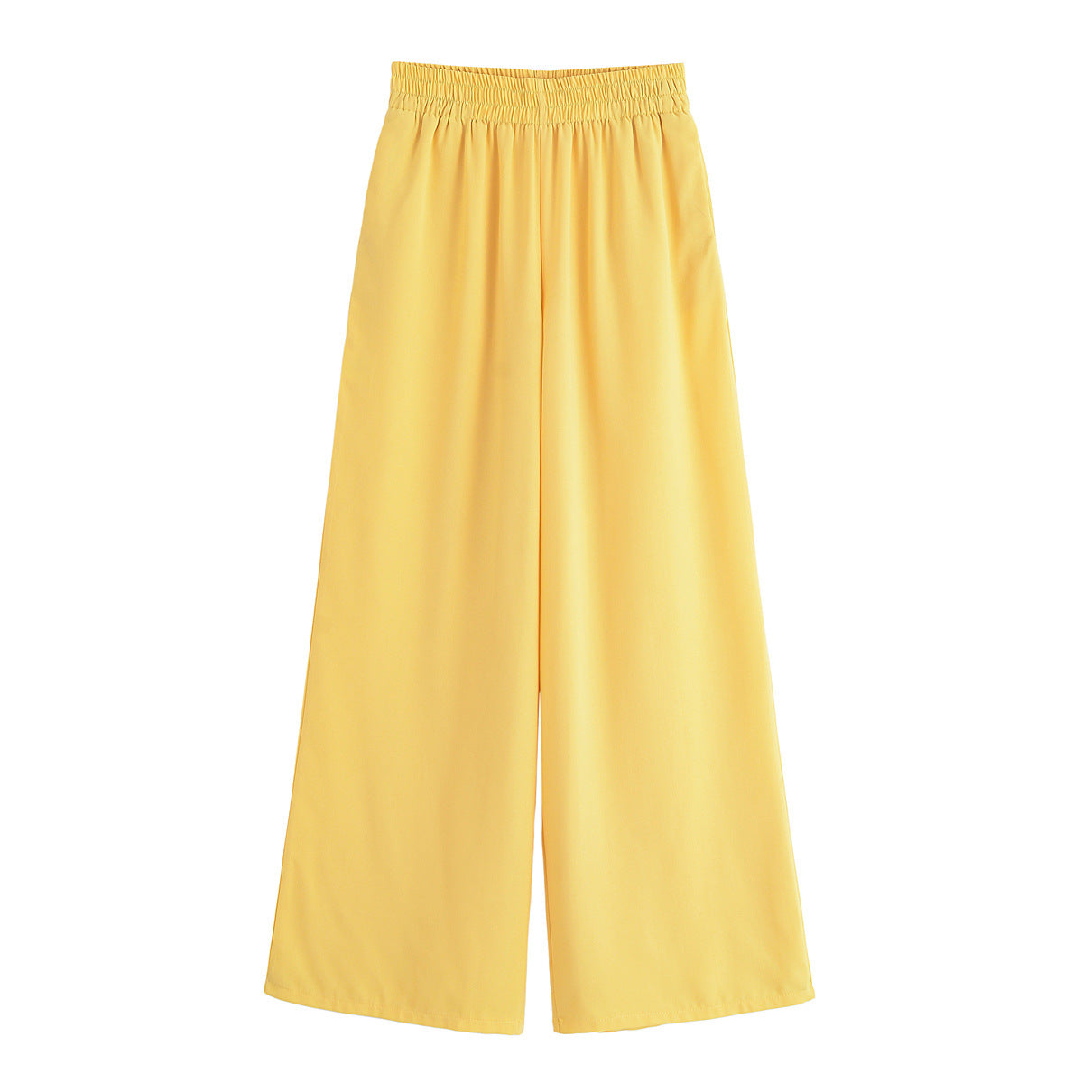Esther | Elasticated Waist Side Pocket Wide-Leg Jersey Trousers in Pink and Yellow