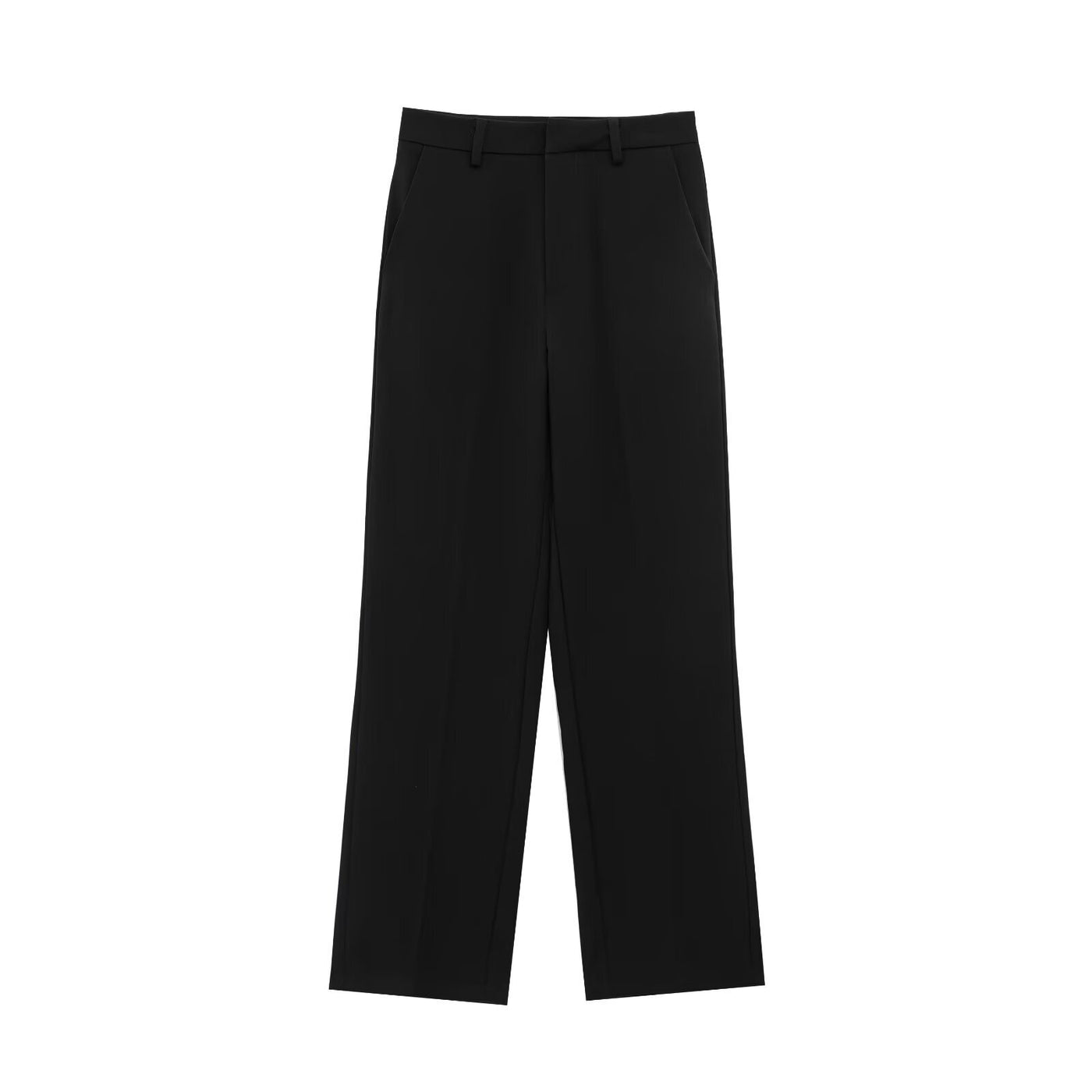 Lydia | High-Waist Flat Front Pocket Tailored Wide-Leg Trousers in Black and White
