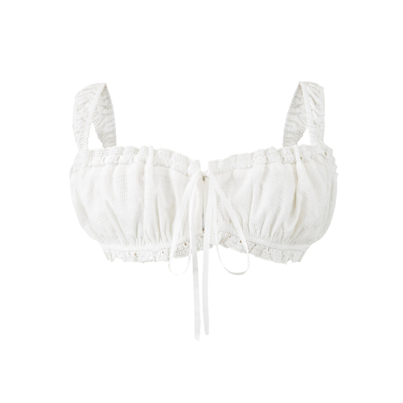 Bethany | Tie Front Lace Trim Cotton Crop Top