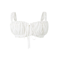 Bethany | Tie Front Lace Trim Cotton Crop Top