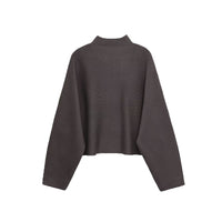 Ruby | High Stand Collar Zip Front Dropped Shoulder Patch Pocket Cropped Cardigan
