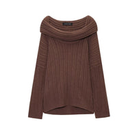 Emilia | Off-Shoulder Ribbed Knit Long Sleeve Relaxed Top