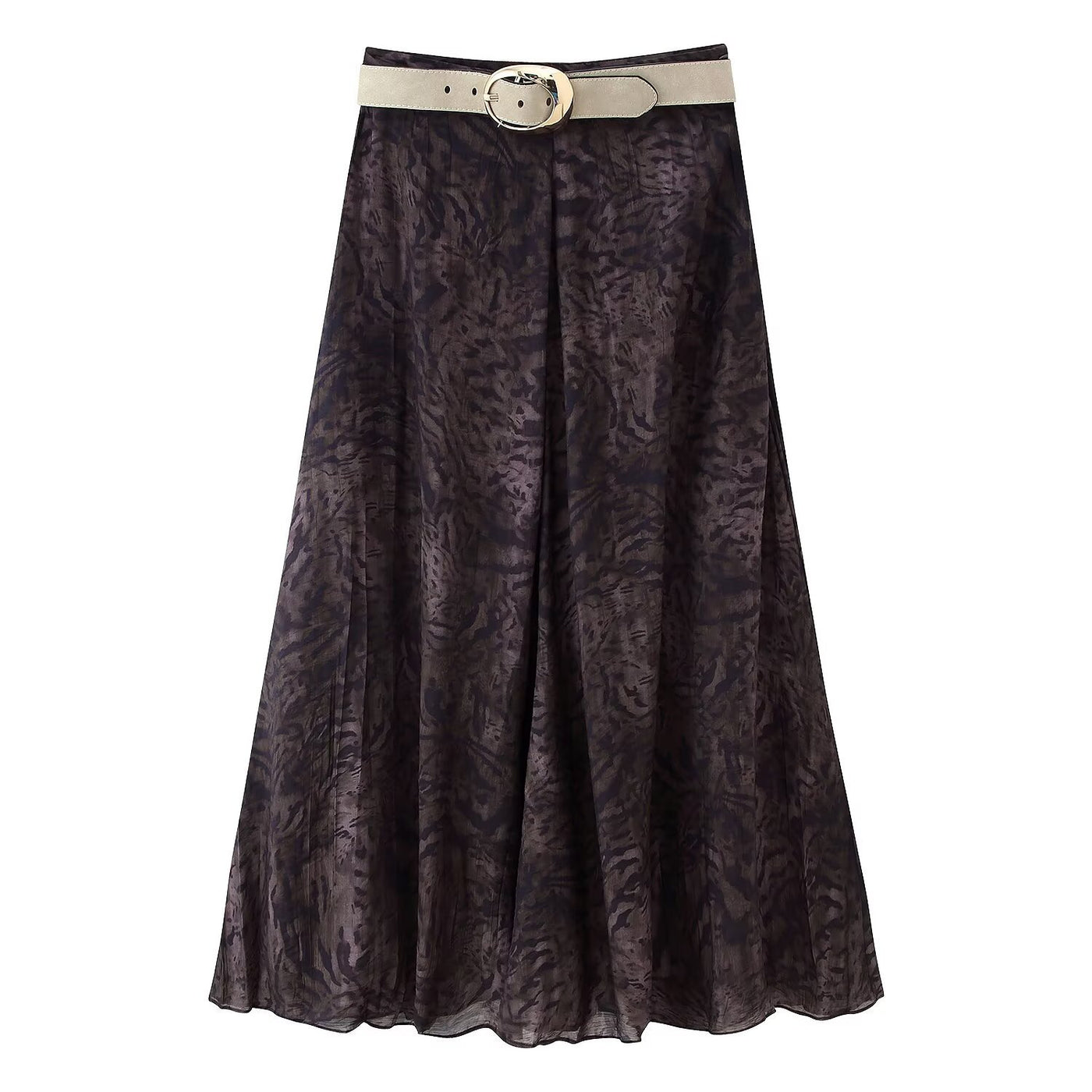Rosie | Pleated Abstract Print Chiffon Midi Skirt