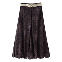 Rosie | Pleated Abstract Print Chiffon Midi Skirt