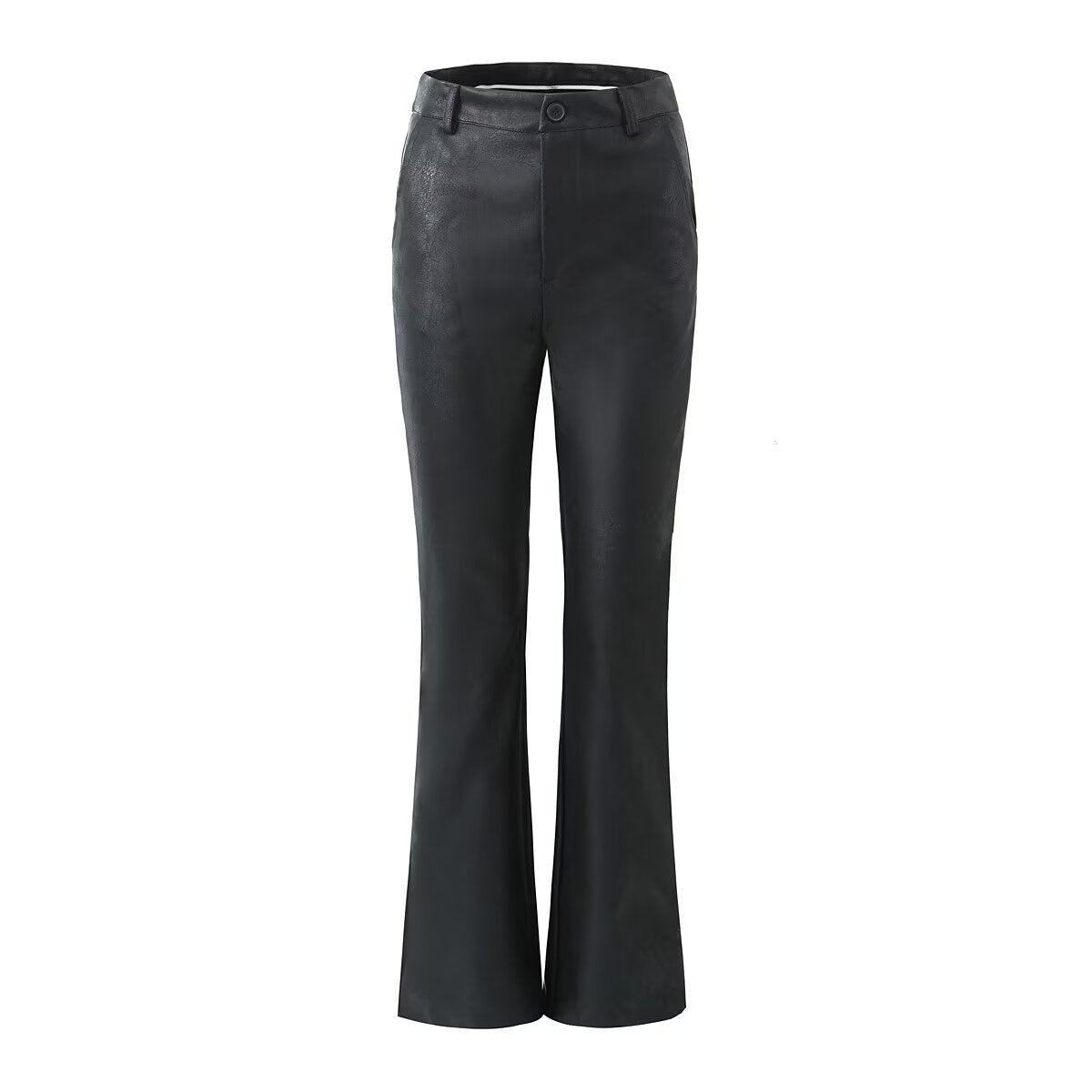 Rowan | High-Waist Slip Pocket Faux Leather Wide-Leg Trousers