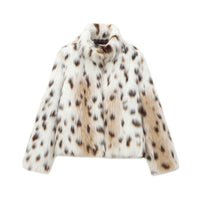 Eva | Animal Print Faux Fur Cropped Jacket