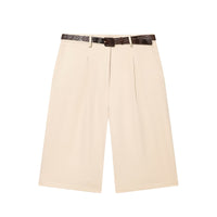 Wren | Pleated High-Waist Tailored Bermuda Shorts with Belt