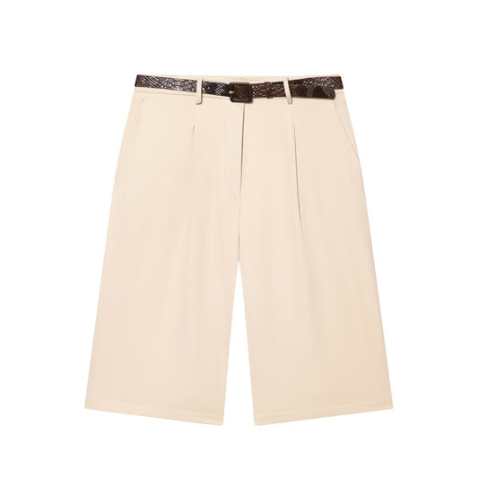 Viola | Smart Casual Tailored Bermuda Shorts Brown High Waisted Pleated