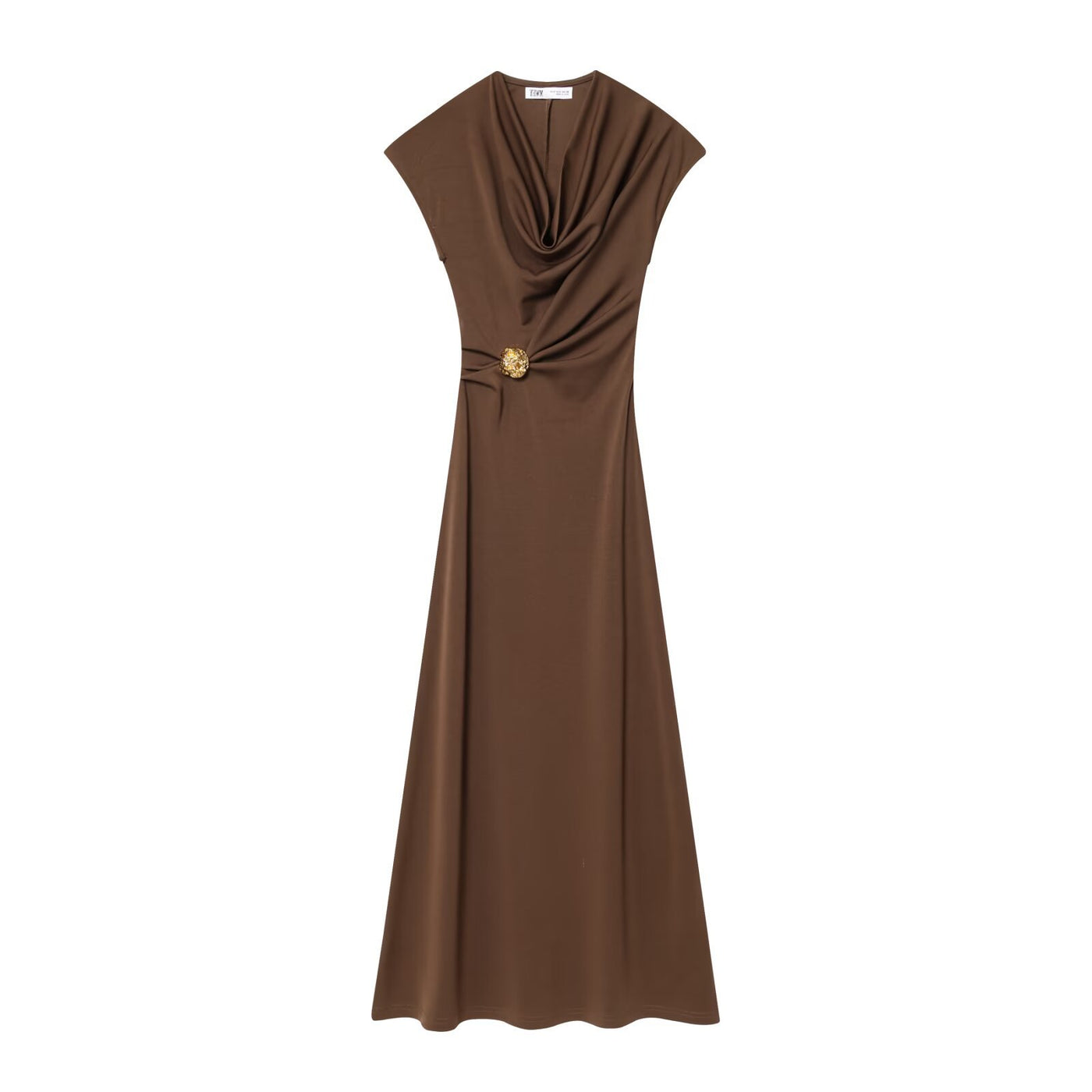 Camilla | Cowl Neck Gold Hardware Maxi Dress