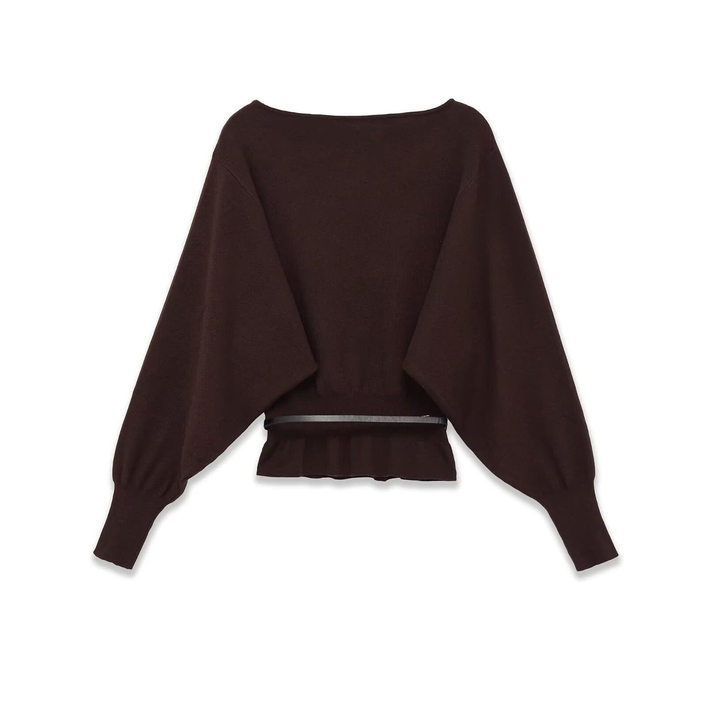 Evie | Boat Neck Balloon Sleeve Gathered Peplum Lightweight Knit Top
