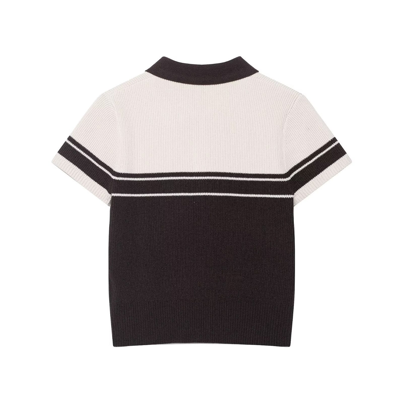 Nina | Colour Block Ribbed Polo Crop Top in Multi