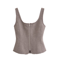 Celeste | Zip-Up Square Neck Corset Crop Top