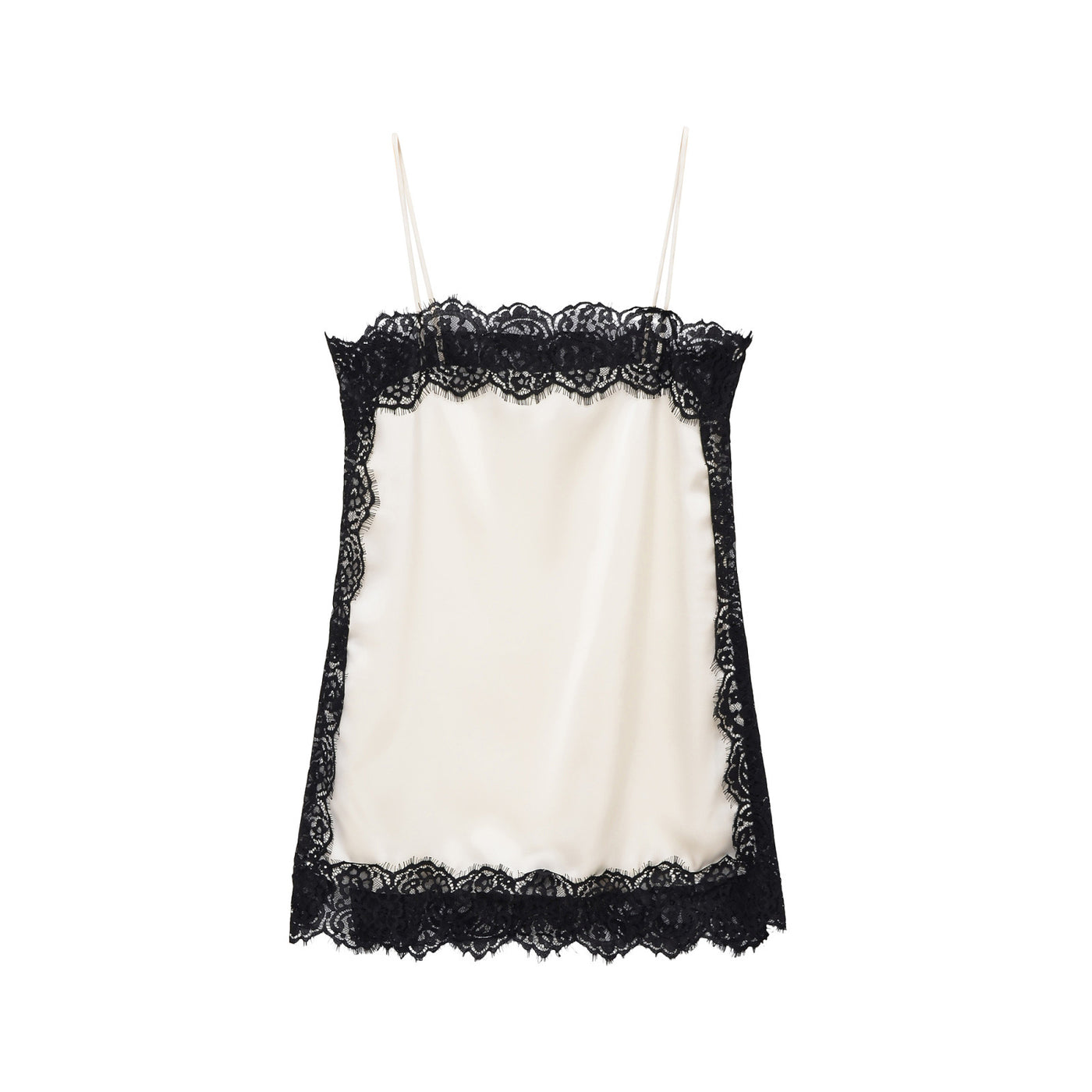 Cora | Two-Tone Silk Scallop Lace Trim Camisole Top