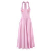 Faye | Halter Neck Sweetheart Button Front Midi Dress