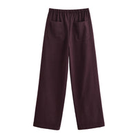 Evie | Drawstring Brushed Terry Wide-Leg Trousers with Gold-Tone Aglet