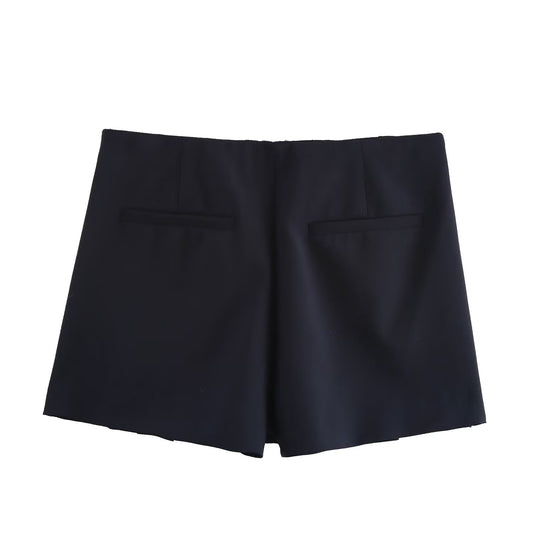 Willa | Pleated Shorts Black High Waisted Tailored Mini