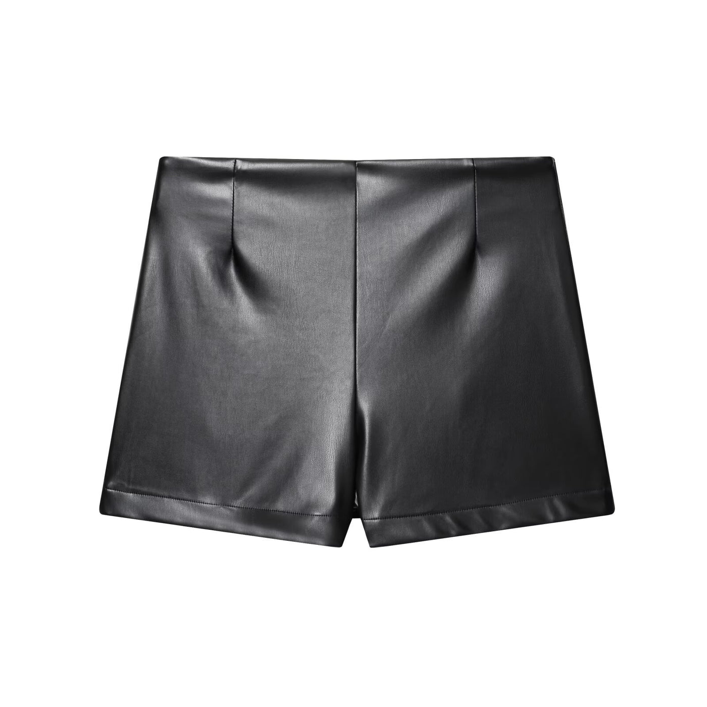 Kate | High-Waist Faux Leather Pleated Tailored Shorts