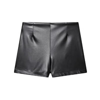Kate | High-Waist Faux Leather Pleated Tailored Shorts