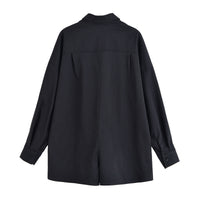 Sadie | Cotton Shirt Romper in Black