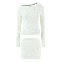 Ella | Cable Knit One Shoulder Top Co-ord Set