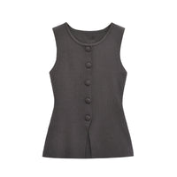 Cara | Button-Front Tailored Sleeveless Vest Top