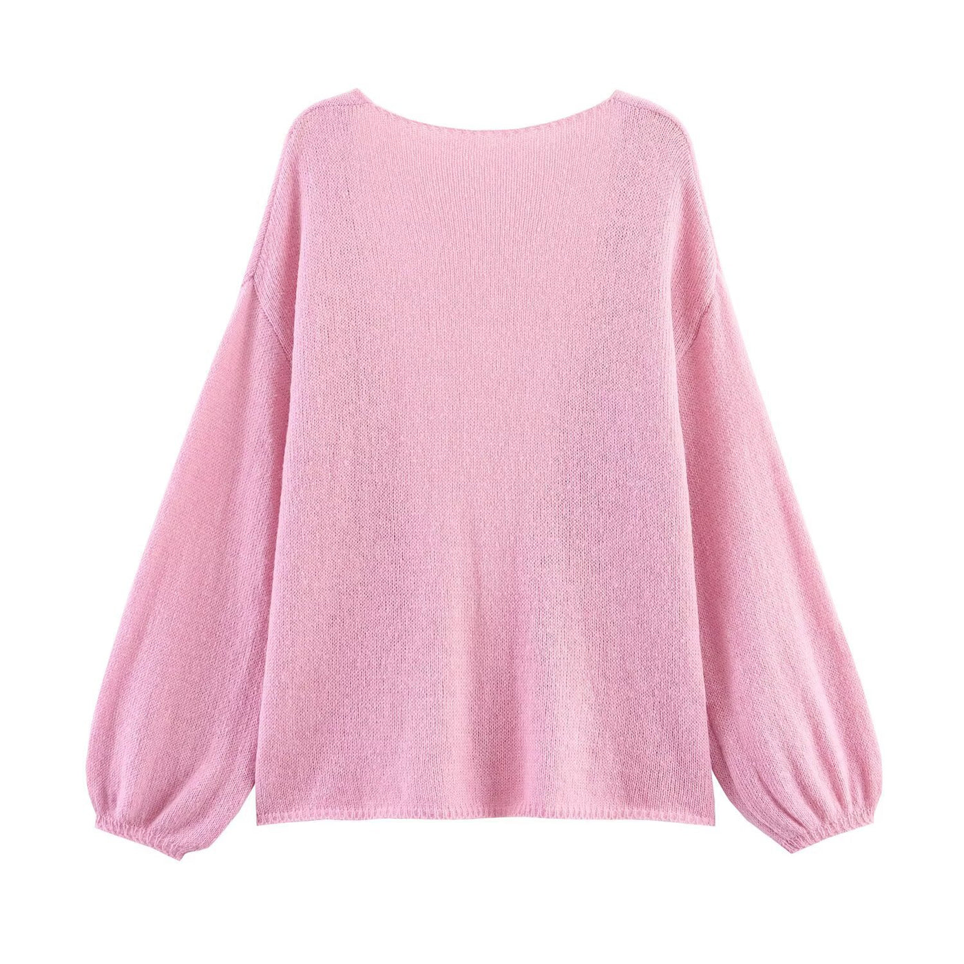 Rosie | Balloon Sleeve Open Front Ribbed Cuff Relaxed Cropped Knit Cardigan
