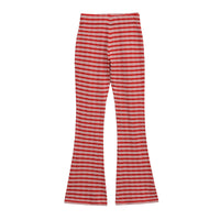 Harriet | High-Waist Monochrome Stripe Flared Wide-Leg Ribbed Knit Trousers