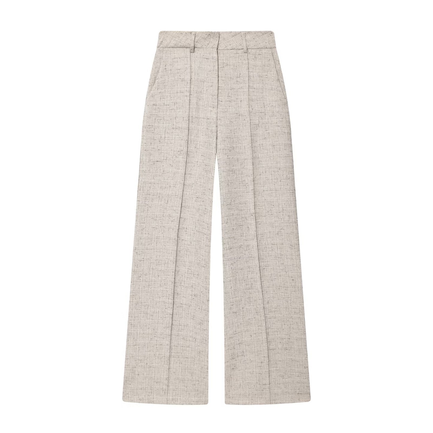 Esme | Linen Wide Leg Trousers Cream Pleated