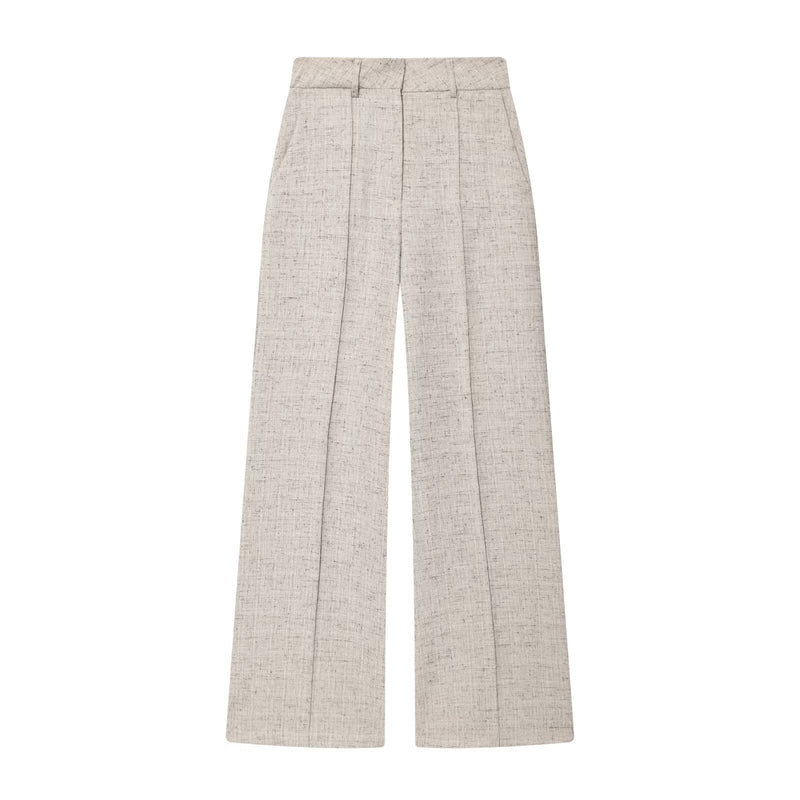 Esme | Linen Wide Leg Trousers Cream Pleated