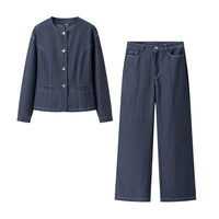 Lola | Dark Wash Denim Jacket Wide Leg Jeans Set