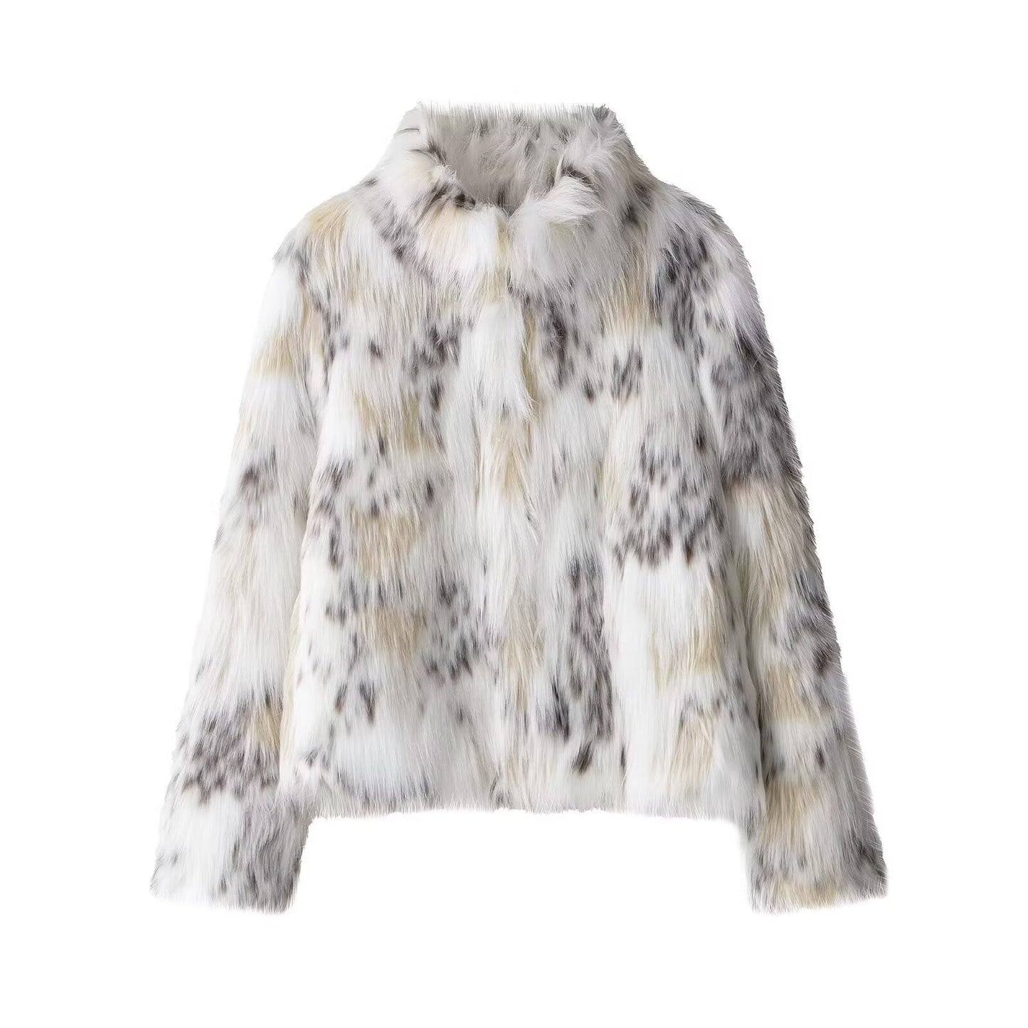 Opal | Patterned Faux Fur Jacket White