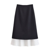 Lola | Contrast Hem A-Line Midi Skirt