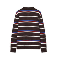 Iris | Striped Long Sleeve Polo Knit Top in Yellow & Dark Brown