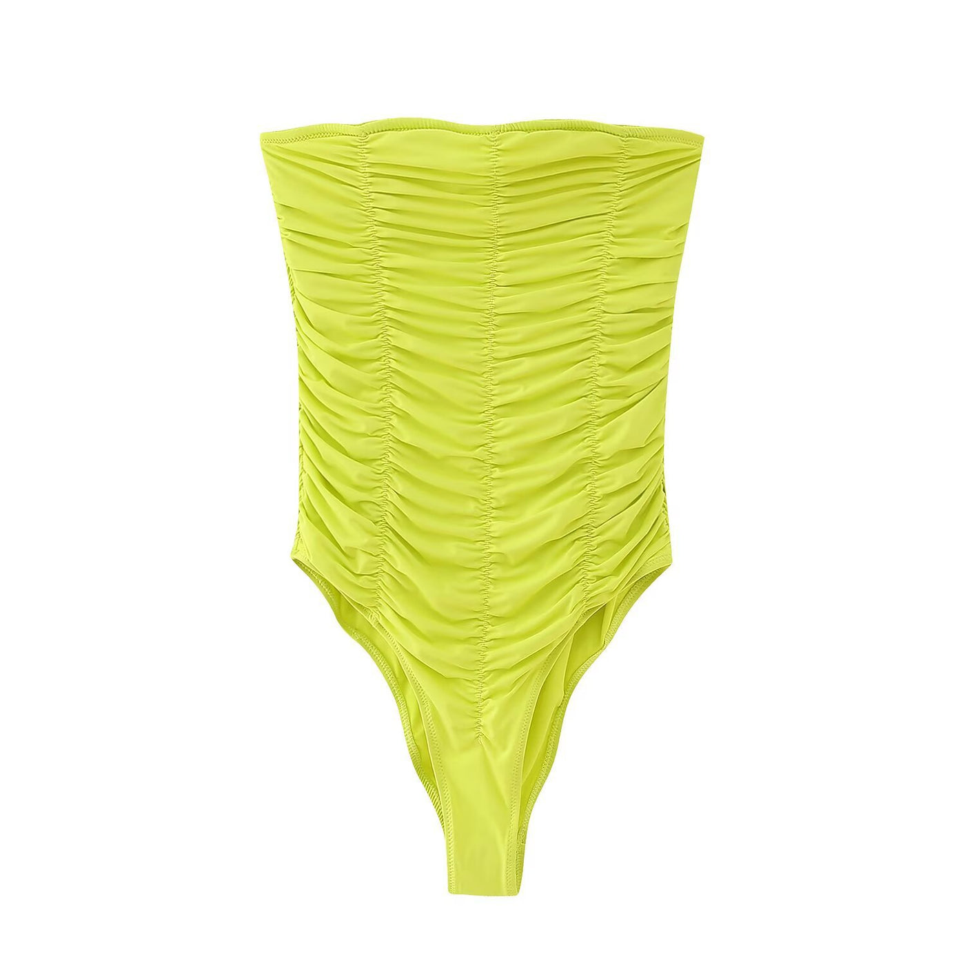 Elodie | Sweetheart Neck Strapless Fully Ruched Bodycon Jersey Tube Top in Yellow