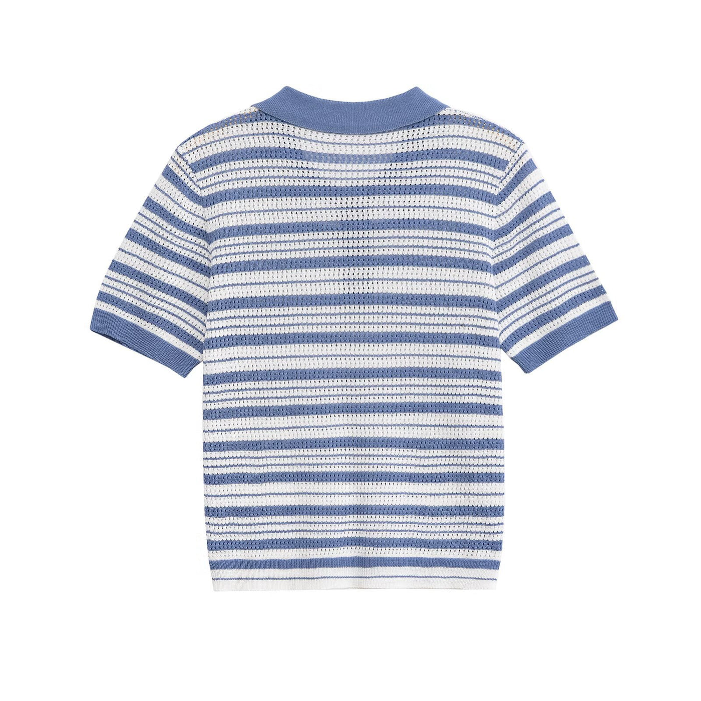 Matilda | Striped Crochet Polo Top