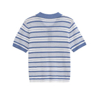 Matilda | Striped Crochet Polo Top