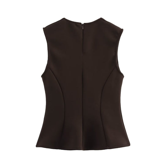 Dove | Elegant Peplum Top Black Fitted Sleeveless Tailored