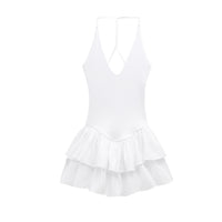 Nicole | Plunge V Halter Neck Tiered Ruffle Mini Dress