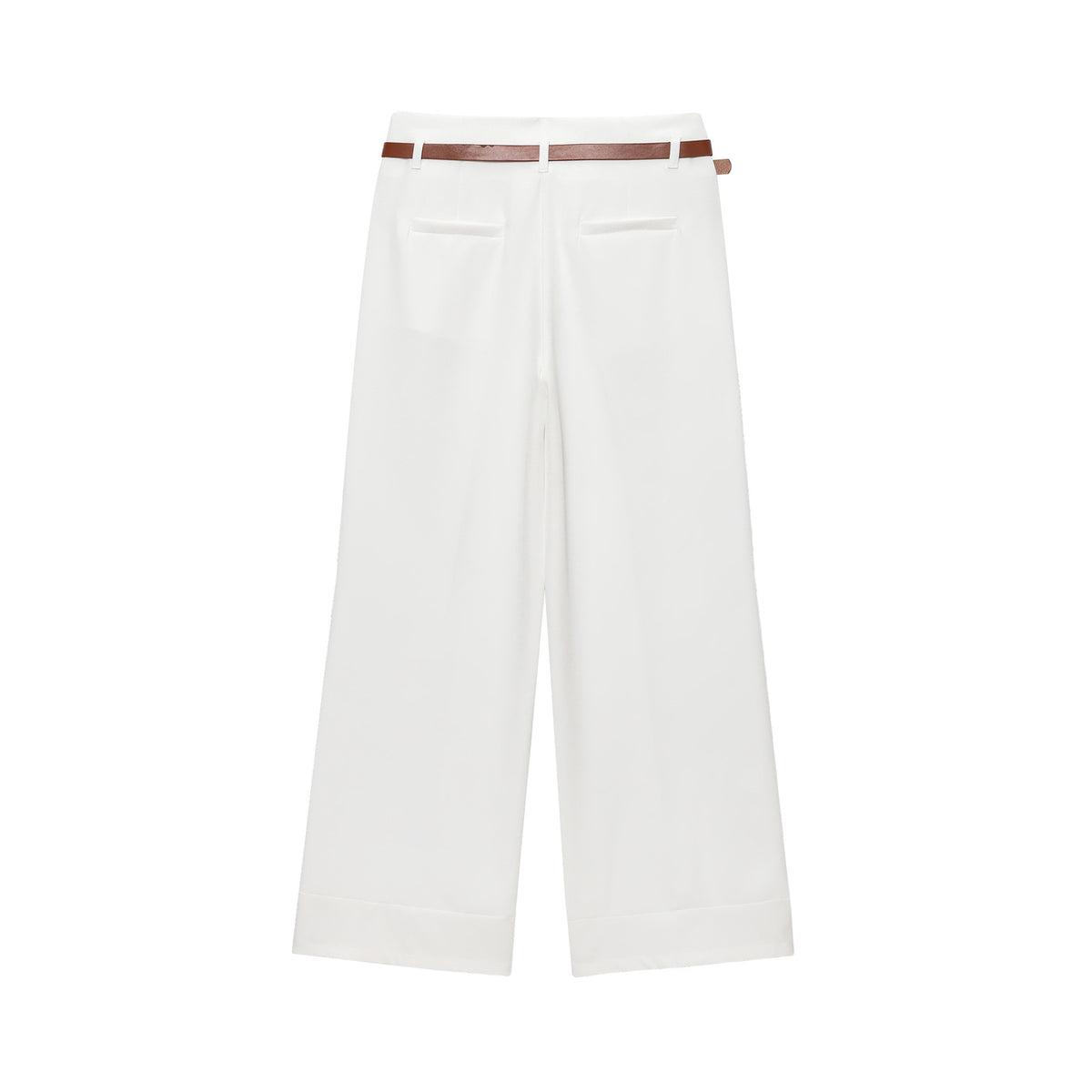 Phoebe | High-Waist Wide-Leg Tailored Trousers with Cuffed Hem