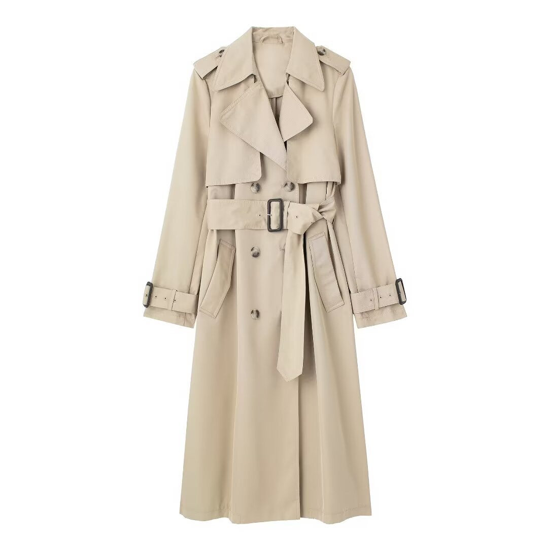 Thea | Belted Trench Coat Cream Long Double Breasted