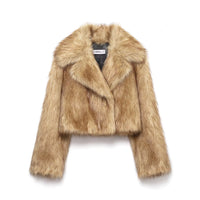 Eden | Cropped Wrap-Front Faux Fur Jacket