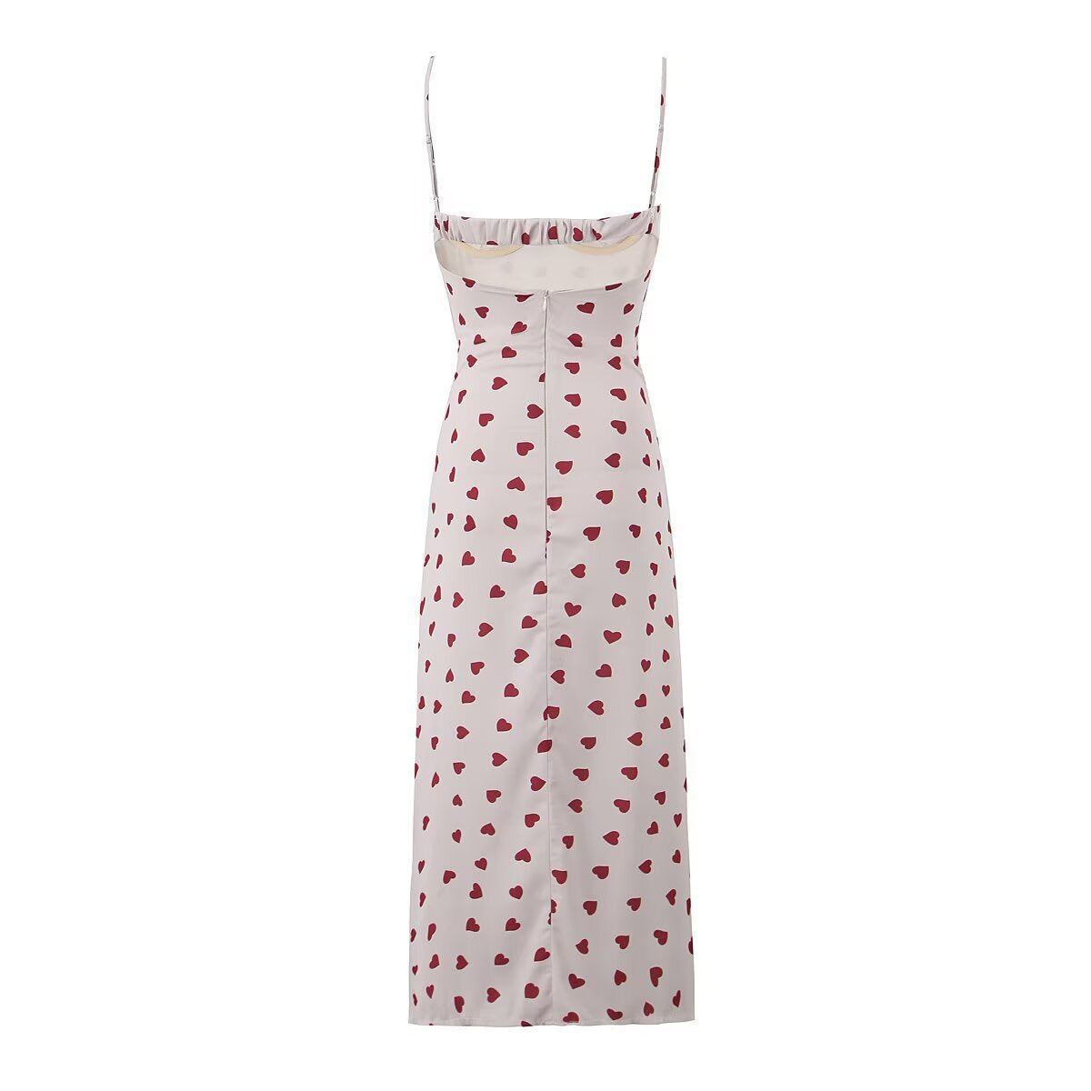 Hope | Heart Print Corset Satin Maxi Dress