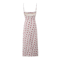Hope | Heart Print Corset Satin Maxi Dress
