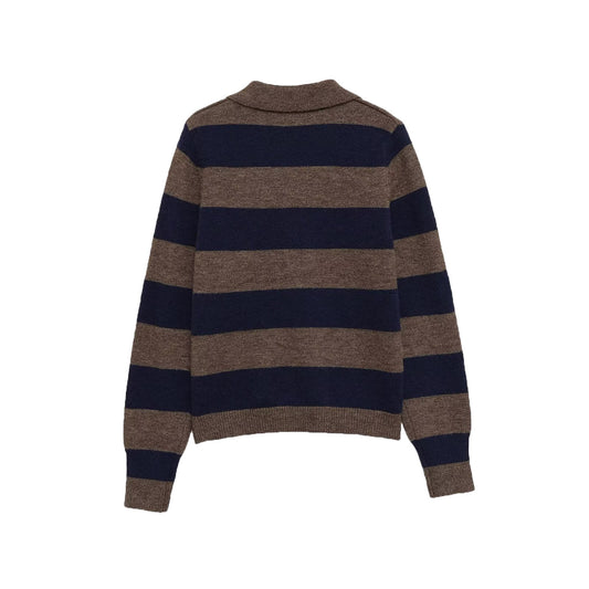 Isla | Cosy Striped Knit Polo Cardigan