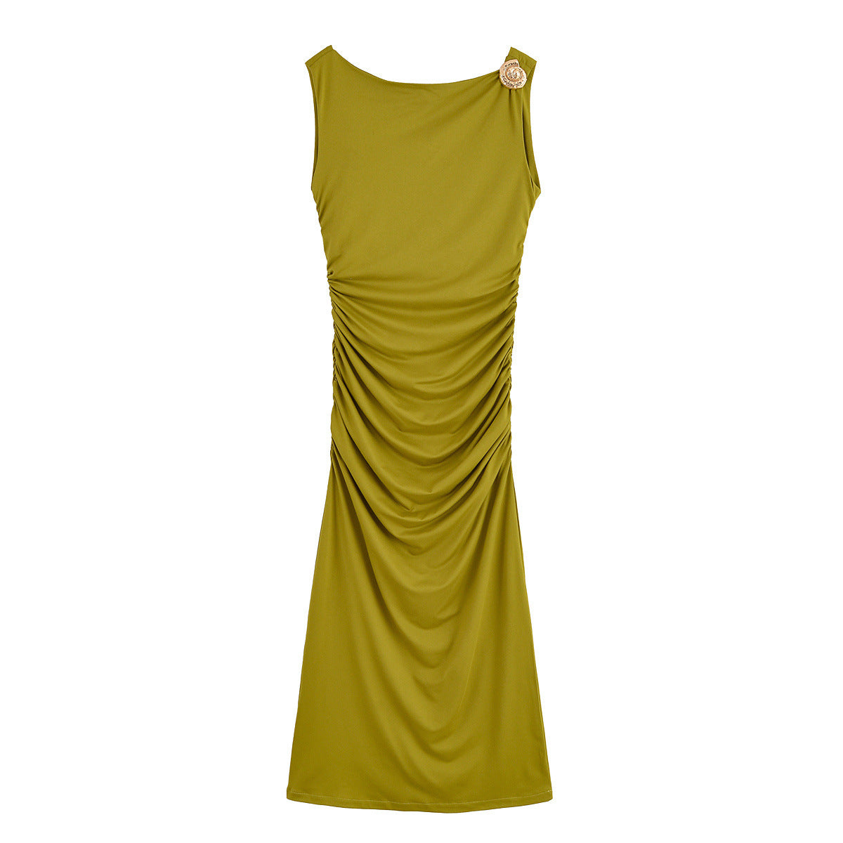 Margot | Ruched Maxi Dress Brown Sleeveless