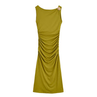 Betsy | Asymmetric Neck Ruched Jersey Maxi Dress