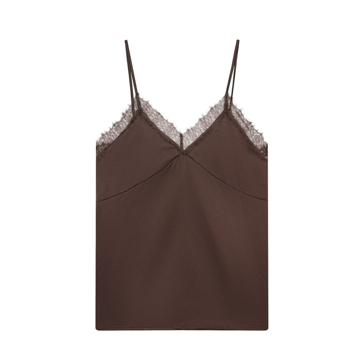 Esther | V-Neck Lace Trim Satin Camisole