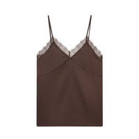 Esther | V-Neck Lace Trim Satin Camisole